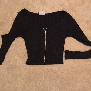 Long sleeve zipper crop top